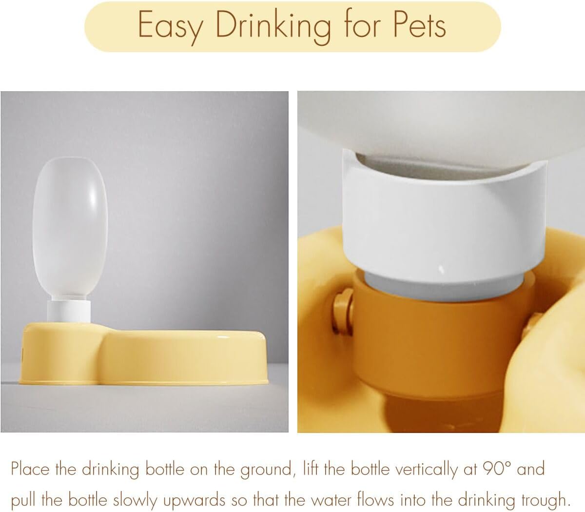 Dog Water Bottle, Travel Puppy Water Bowl, Portable Pet Water Bottle, Leak Proof Puppy Water Dispenser with Drinking Feeder for Walking, Hiking,Traveling (Yellow, 16.9oz)