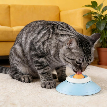 Dog Cat Licks Toys, Pet Lick Bowl for Dogs Cats, Anxieties Relief Slow Feeder, Non-Slip Dog Licks Roll Ball Treat Dispenser, Bowl Enrichment Toys to Keep Them for Liquid Food (Yellow)