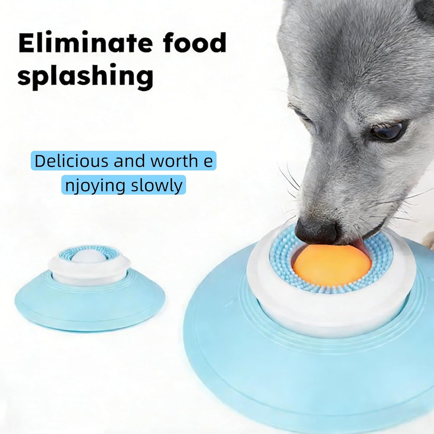 Dog Cat Licks Toys, Pet Lick Bowl for Dogs Cats, Anxieties Relief Slow Feeder, Non-Slip Dog Licks Roll Ball Treat Dispenser, Bowl Enrichment Toys to Keep Them for Liquid Food (Yellow)
