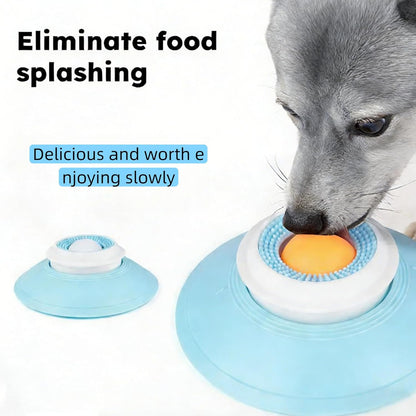 Dog Cat Licks Toys, Pet Lick Bowl for Dogs Cats, Anxieties Relief Slow Feeder, Non-Slip Dog Licks Roll Ball Treat Dispenser, Bowl Enrichment Toys to Keep Them for Liquid Food (Yellow)