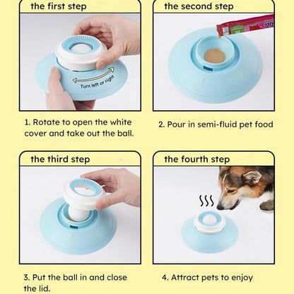 Dog Cat Licks Toys, Pet Lick Bowl for Dogs Cats, Anxieties Relief Slow Feeder, Non-Slip Dog Licks Roll Ball Treat Dispenser, Bowl Enrichment Toys to Keep Them for Liquid Food (Yellow)