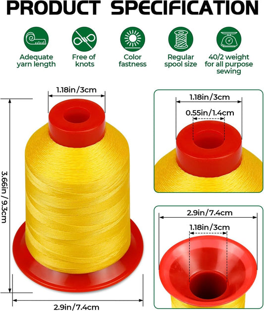 Extra Strong Upholstery Thread,1000m Bonded Nylon Thread, Yellow | Heavy Duty Sewing Thread for Denim Leather,Craft,Machine,DIY and Home (1 Pack) CJ