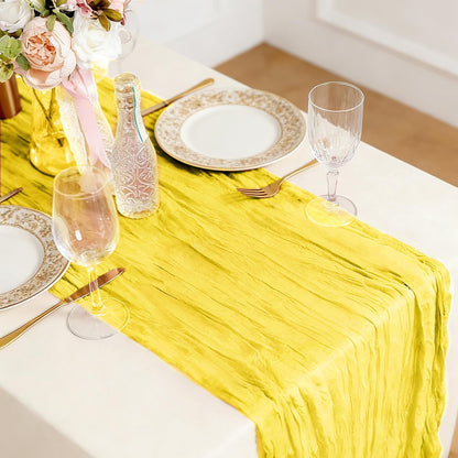 3 Pack Lemon Yellow Cheesecloth Table Runner -17×120 Inch Gauze 10 FT Long Cheese Cloth Table Runners for Bridal Wedding Party Baby Shower Holiday Birthday Home Easter Decor (Lemon Yellow, 3PC)