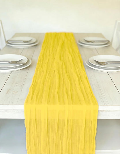 3 Pack Lemon Yellow Cheesecloth Table Runner -17×120 Inch Gauze 10 FT Long Cheese Cloth Table Runners for Bridal Wedding Party Baby Shower Holiday Birthday Home Easter Decor (Lemon Yellow, 3PC)