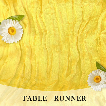 3 Pack Lemon Yellow Cheesecloth Table Runner -17×120 Inch Gauze 10 FT Long Cheese Cloth Table Runners for Bridal Wedding Party Baby Shower Holiday Birthday Home Easter Decor (Lemon Yellow, 3PC)