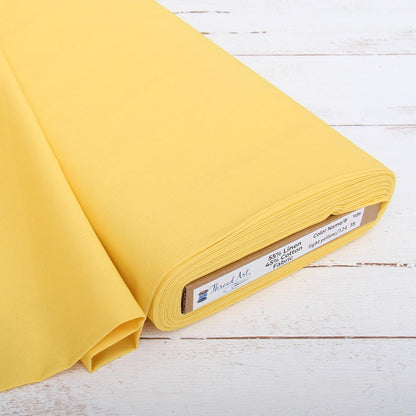 Light Yellow Linen Fabric - 3 Yard Cut, 55" Wide | Premium cotton-linen blend fabric, 55in wide - for embroidery, cross stitch, apparel, canvas, home decor & DIY sewing