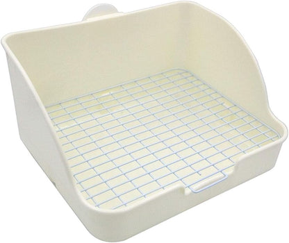 Rat Small Litter Box, 10"x8" Square Corner Litter Box Training Pan with Grid Potty Tray Toilet for Cage Small Animal/Rabbit/Guinea Pig/Bunny/Ferret (White)