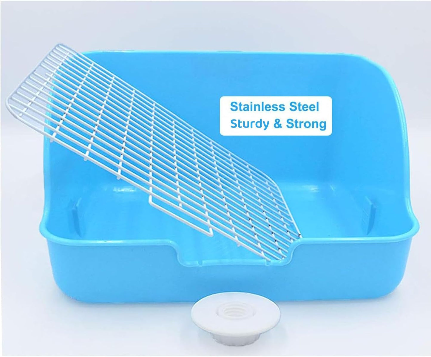 Rat Small Litter Box, 10"x8" Square Corner Litter Box Training Pan with Grid Potty Tray Toilet for Cage Small Animal/Rabbit/Guinea Pig/Bunny/Ferret (White)