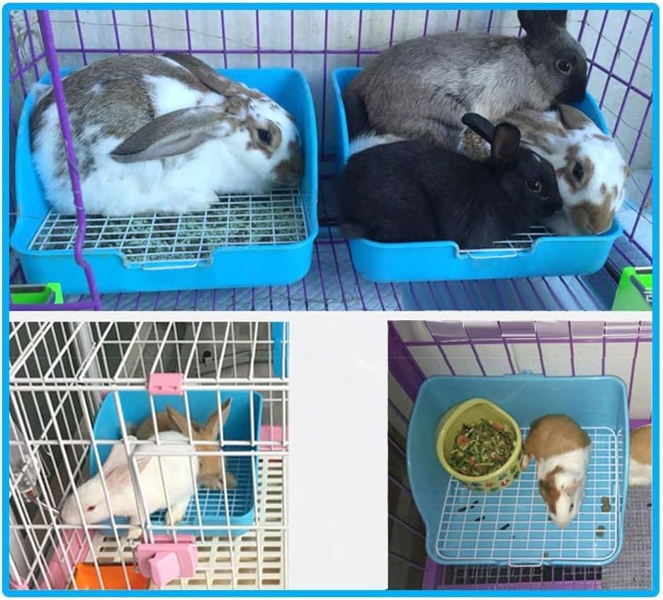 Rat Small Litter Box, 10"x8" Square Corner Litter Box Training Pan with Grid Potty Tray Toilet for Cage Small Animal/Rabbit/Guinea Pig/Bunny/Ferret (White)