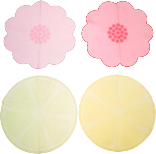 4pcs Silicone Stretch Lids Reusable Food Storage Covers for Bowls Kitchen Fruit Bowl Seal Wraps in Rose Red, Light Pink, Yellow, Green