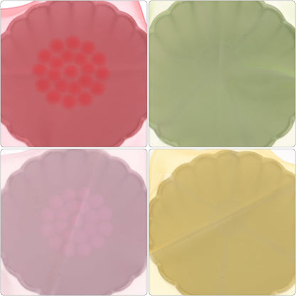 4pcs Silicone Stretch Lids Reusable Food Storage Covers for Bowls Kitchen Fruit Bowl Seal Wraps in Rose Red, Light Pink, Yellow, Green