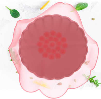 4pcs Silicone Stretch Lids Reusable Food Storage Covers for Bowls Kitchen Fruit Bowl Seal Wraps in Rose Red, Light Pink, Yellow, Green