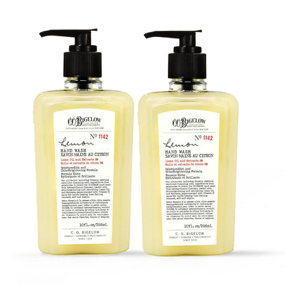 Lemon Hand Wash, Pack of 2 Liquid Hand Soap with Lemon Extract & Aloe Vera, 10 Fl Oz