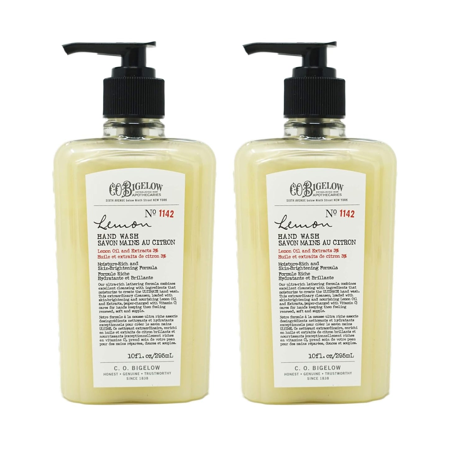 Lemon Hand Wash, Pack of 2 Liquid Hand Soap with Lemon Extract & Aloe Vera, 10 Fl Oz