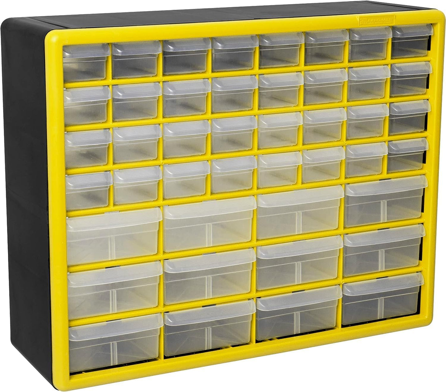 44-Drawer Plastic Drawer Storage Cabinet for Garage Organization, Bead Organizer, Building Bricks Storage, Teacher Toolbox, Makeup Organizer, 20" W x 6" D x 16" H, 10144 Yellow
