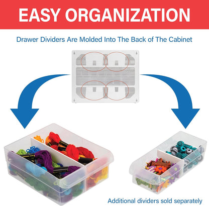 44-Drawer Plastic Drawer Storage Cabinet for Garage Organization, Bead Organizer, Building Bricks Storage, Teacher Toolbox, Makeup Organizer, 20" W x 6" D x 16" H, 10144 Yellow