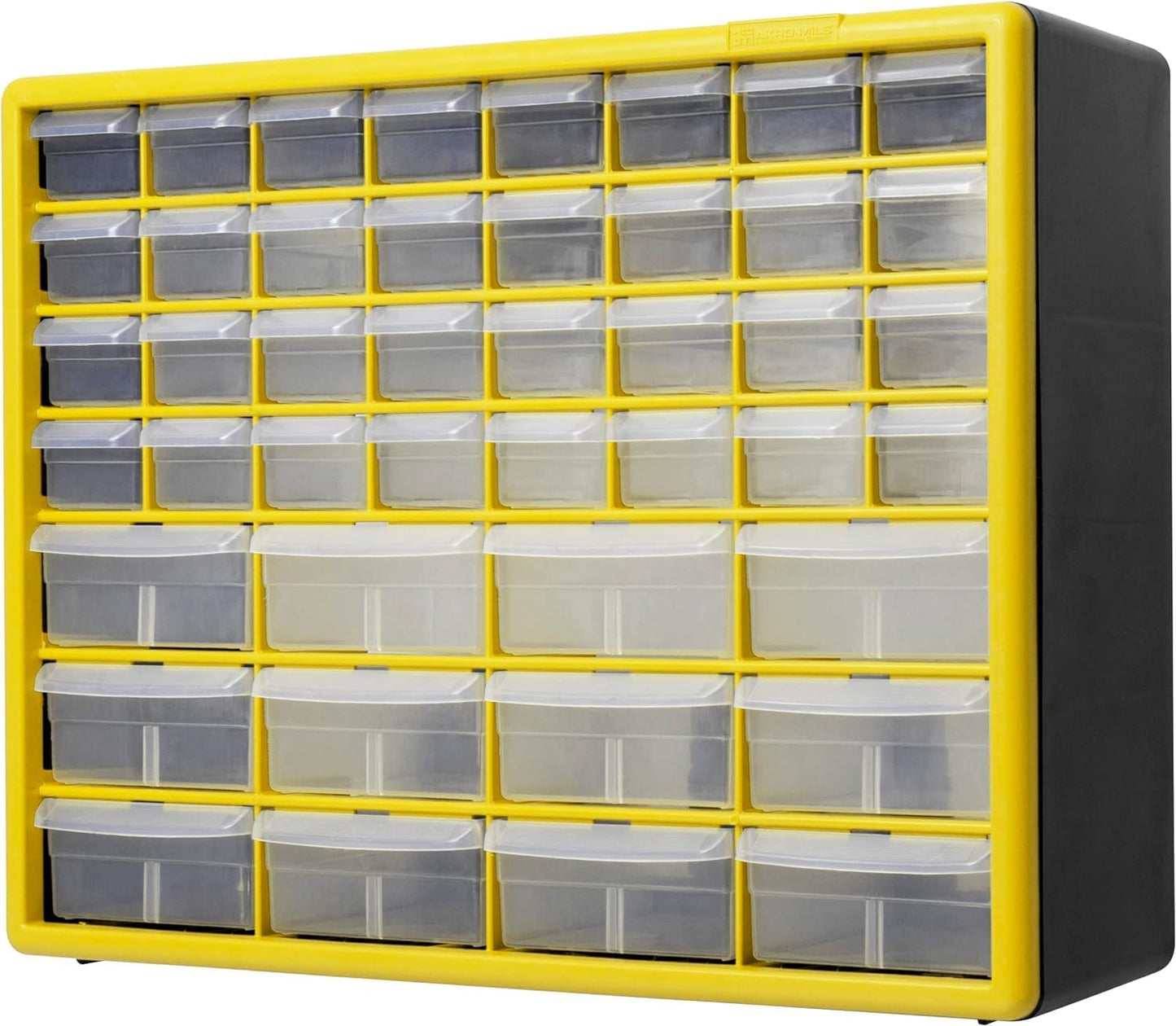 44-Drawer Plastic Drawer Storage Cabinet for Garage Organization, Bead Organizer, Building Bricks Storage, Teacher Toolbox, Makeup Organizer, 20" W x 6" D x 16" H, 10144 Yellow