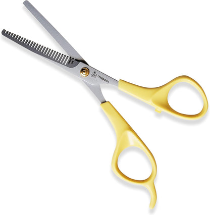 Professional Dog Grooming Scissors Set - Curved Thinning Shears for Dogs, Pet Hair Cutting Tools with Safety Tips for Small & Large Breeds, Grooming Kit for Home