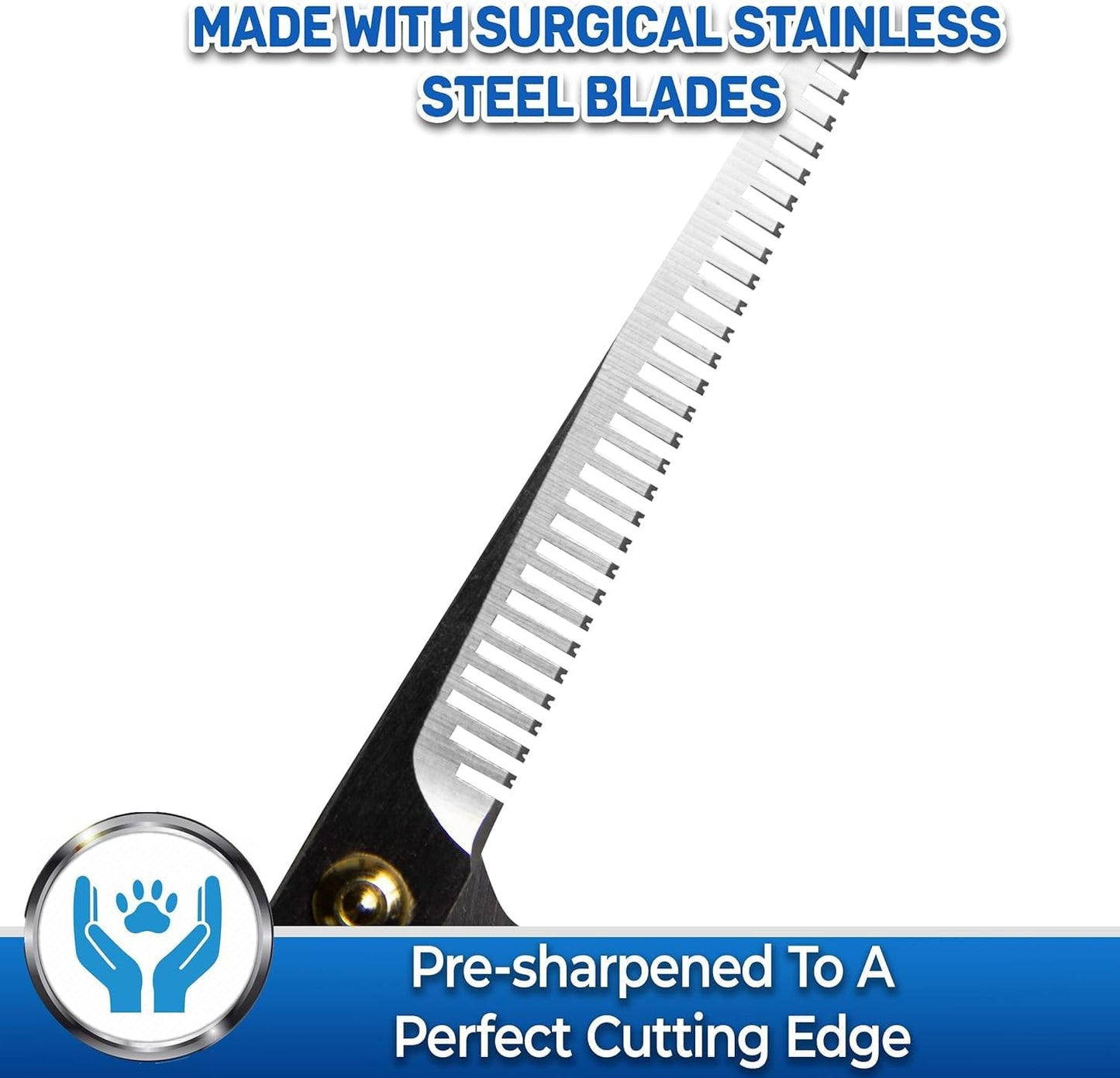 Professional Dog Grooming Scissors Set - Curved Thinning Shears for Dogs, Pet Hair Cutting Tools with Safety Tips for Small & Large Breeds, Grooming Kit for Home