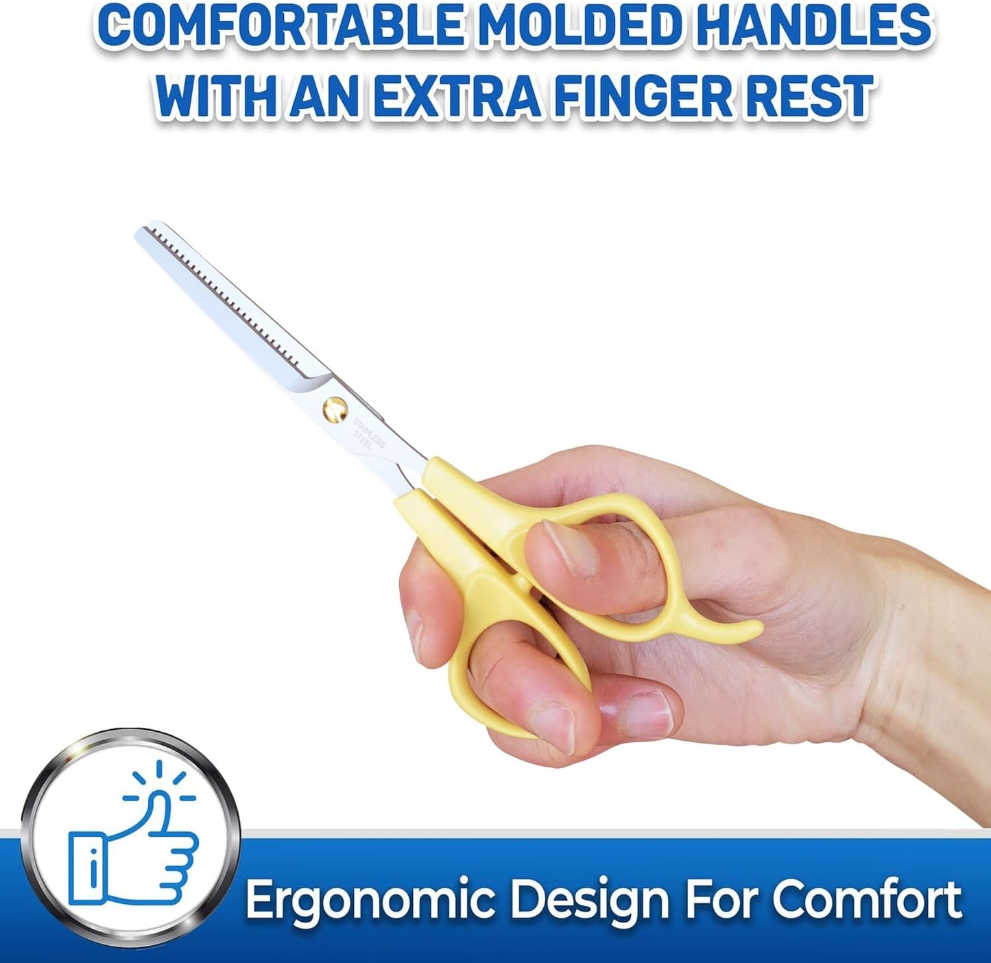Professional Dog Grooming Scissors Set - Curved Thinning Shears for Dogs, Pet Hair Cutting Tools with Safety Tips for Small & Large Breeds, Grooming Kit for Home