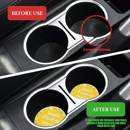4PCS Bling Car Cup Holder Coaster, 2.75 Inch Anti-Slip Auto Insert Cup Coaster, Crystal Rhinestone Auto Drink Car Cup Mat for Women Girls, Universal Auto Interior Decor Accessories (Yellow)
