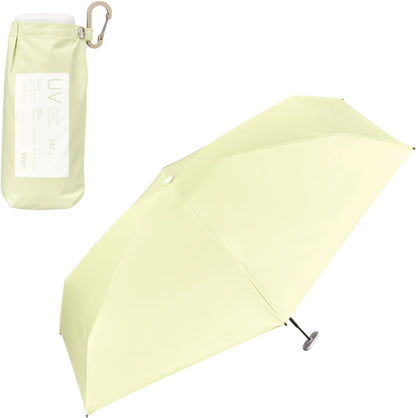 Ultra Lightweight Compact Umbrella, Tiny Mini Folding Sun & Rain, Yellow Parasol, 100% UV Protection UPF50+, Portable Travel Umbrella (147g)