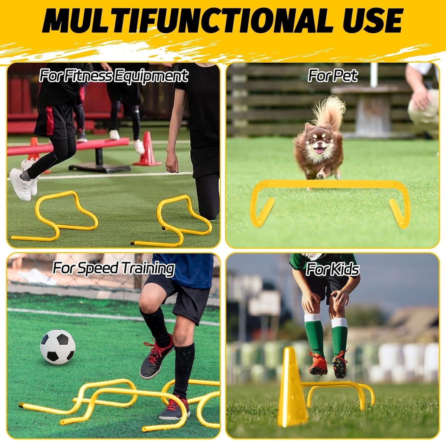 WOPPLXY 6 Pcs Speed Agility Training Hurdles, 6'' Detachable Agility Training Hurdles, Speed Training Agility Hurdles, Speed and Agility Training Equipment for Athletes, Soccer Training(Yellow)