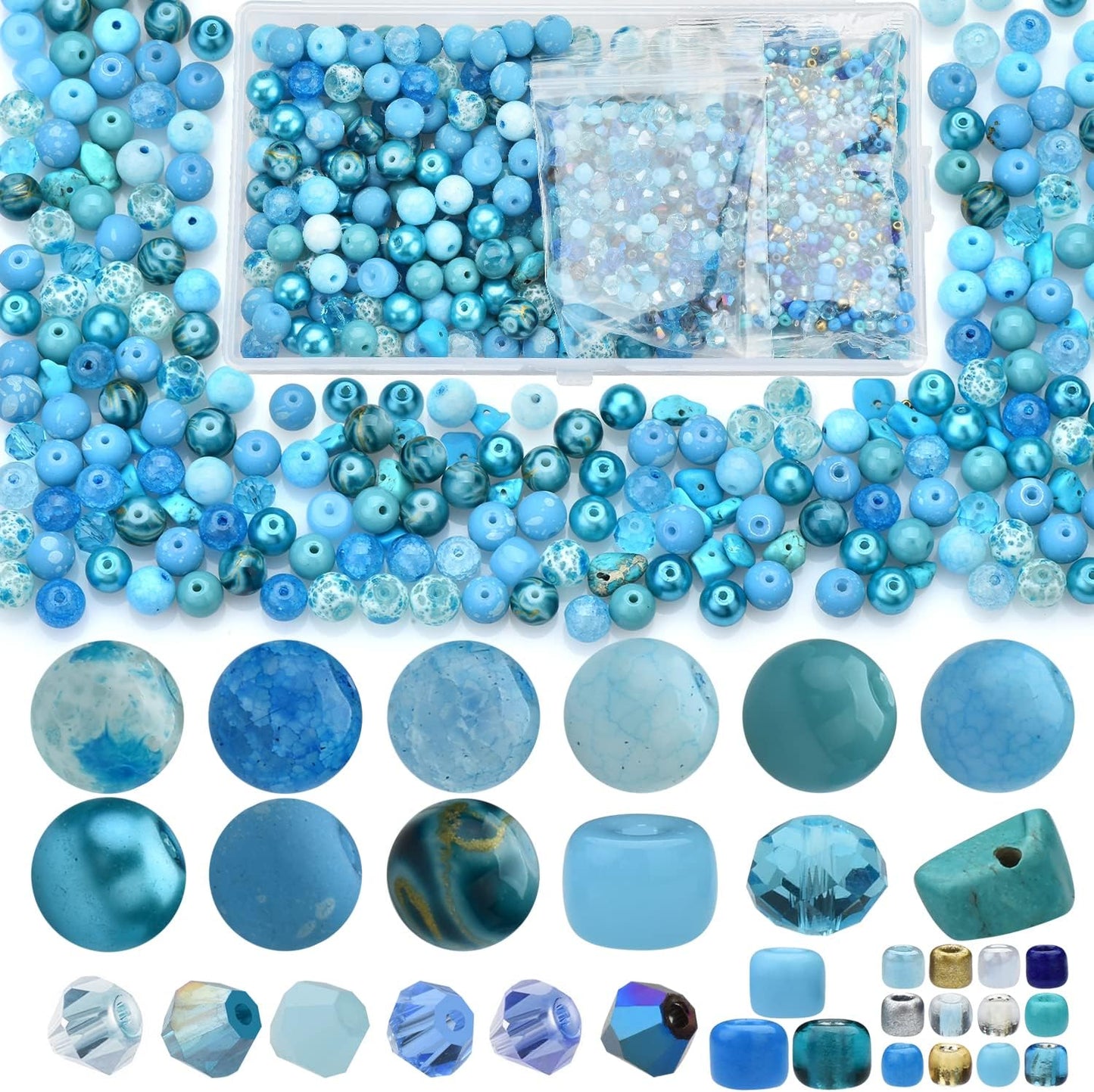 Yellow Glass Beads for Bracelet kit, 900pcs Crystal Beads for Jewelry Making Include 8mm Round Assorted Beads with Bicone/and Seed Beads for Craft, Necklace, Earring and Phone Chain