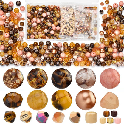 Yellow Glass Beads for Bracelet kit, 900pcs Crystal Beads for Jewelry Making Include 8mm Round Assorted Beads with Bicone/and Seed Beads for Craft, Necklace, Earring and Phone Chain