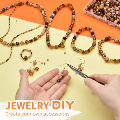 Yellow Glass Beads for Bracelet kit, 900pcs Crystal Beads for Jewelry Making Include 8mm Round Assorted Beads with Bicone/and Seed Beads for Craft, Necklace, Earring and Phone Chain