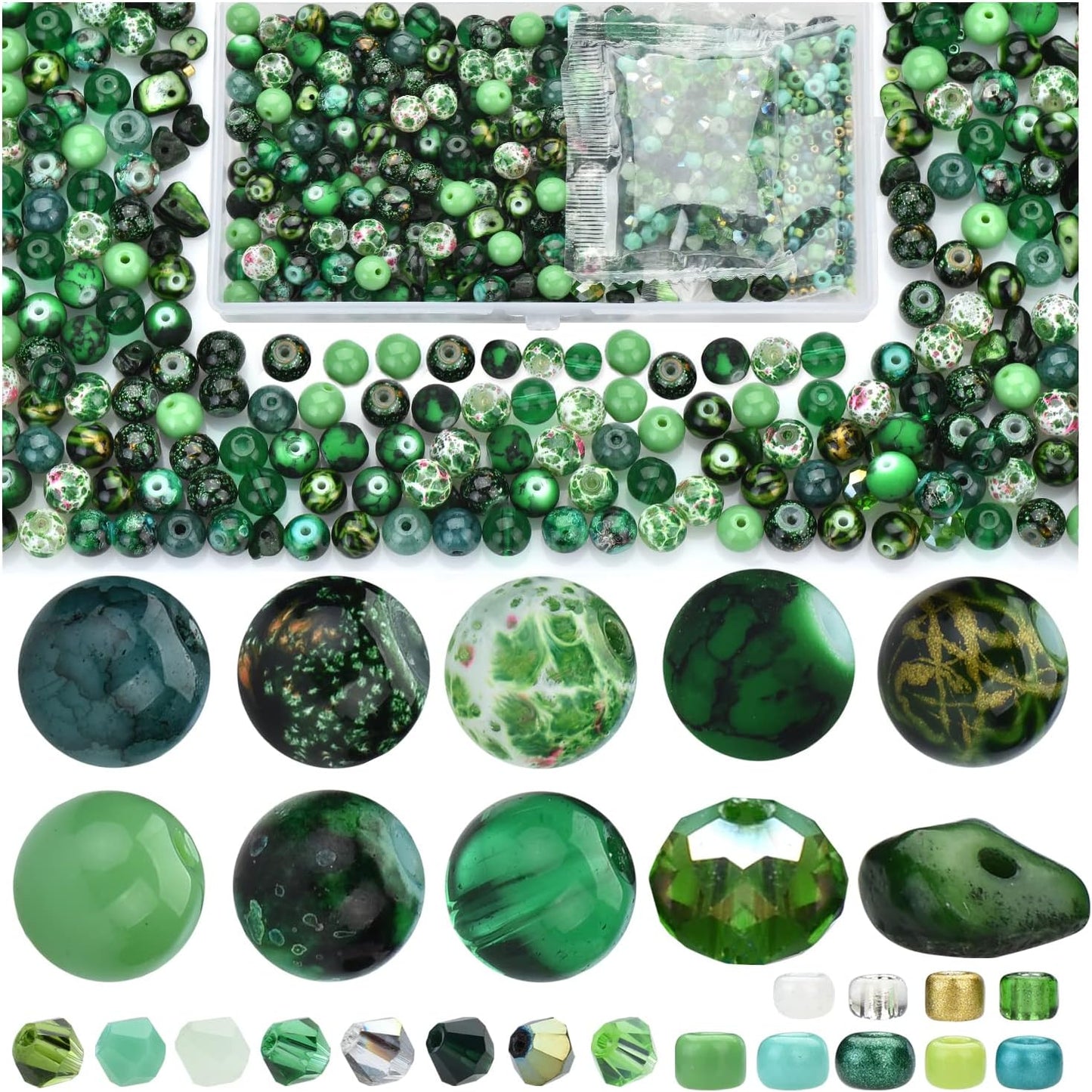 Yellow Glass Beads for Bracelet kit, 900pcs Crystal Beads for Jewelry Making Include 8mm Round Assorted Beads with Bicone/and Seed Beads for Craft, Necklace, Earring and Phone Chain