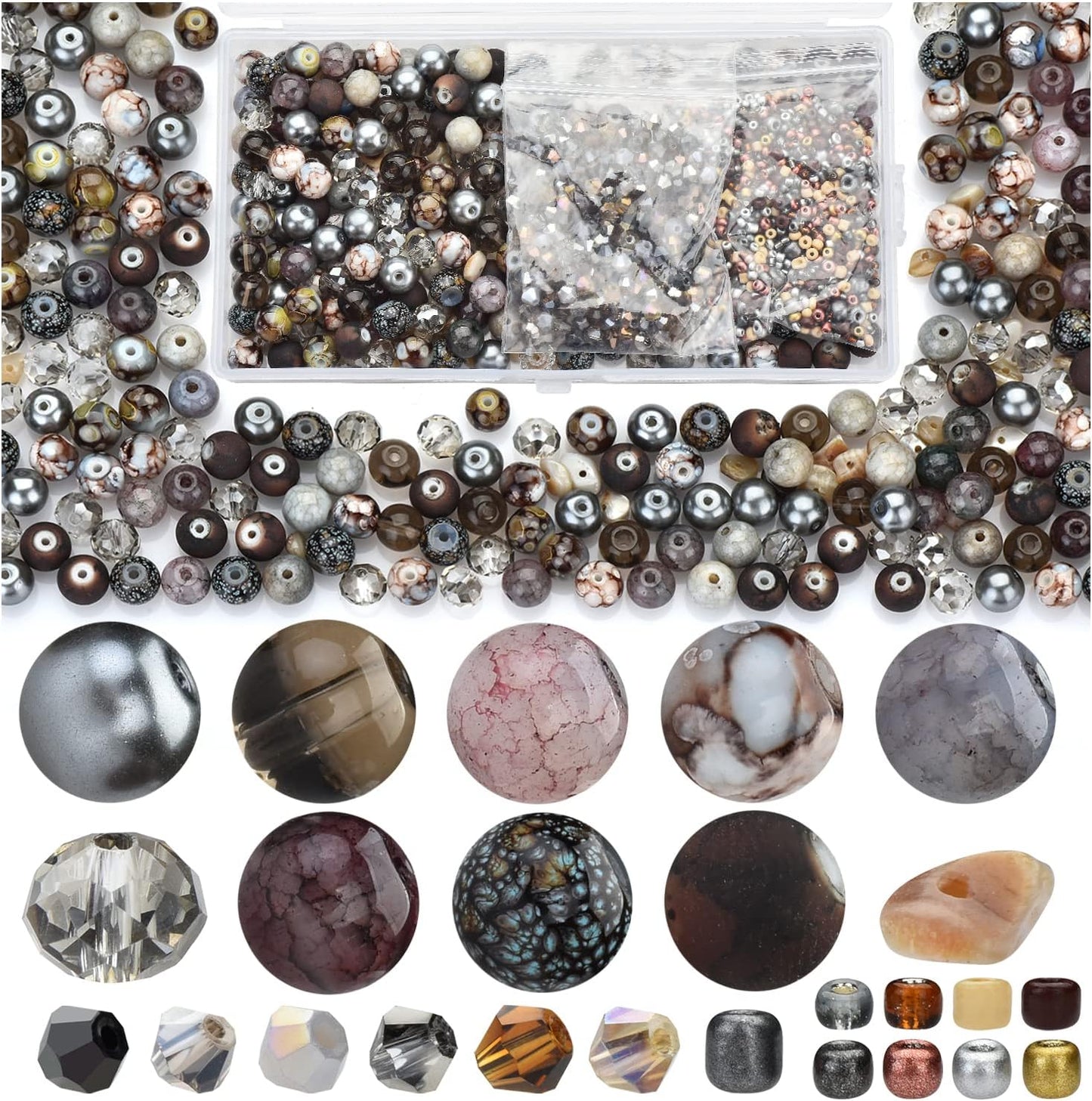 Yellow Glass Beads for Bracelet kit, 900pcs Crystal Beads for Jewelry Making Include 8mm Round Assorted Beads with Bicone/and Seed Beads for Craft, Necklace, Earring and Phone Chain