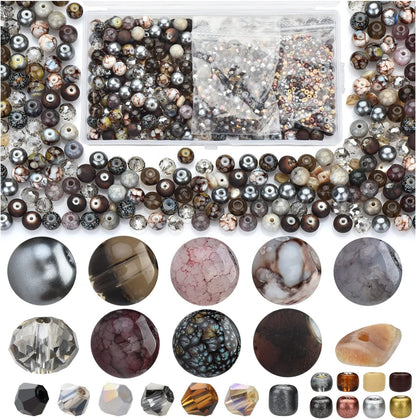 Yellow Glass Beads for Bracelet kit, 900pcs Crystal Beads for Jewelry Making Include 8mm Round Assorted Beads with Bicone/and Seed Beads for Craft, Necklace, Earring and Phone Chain