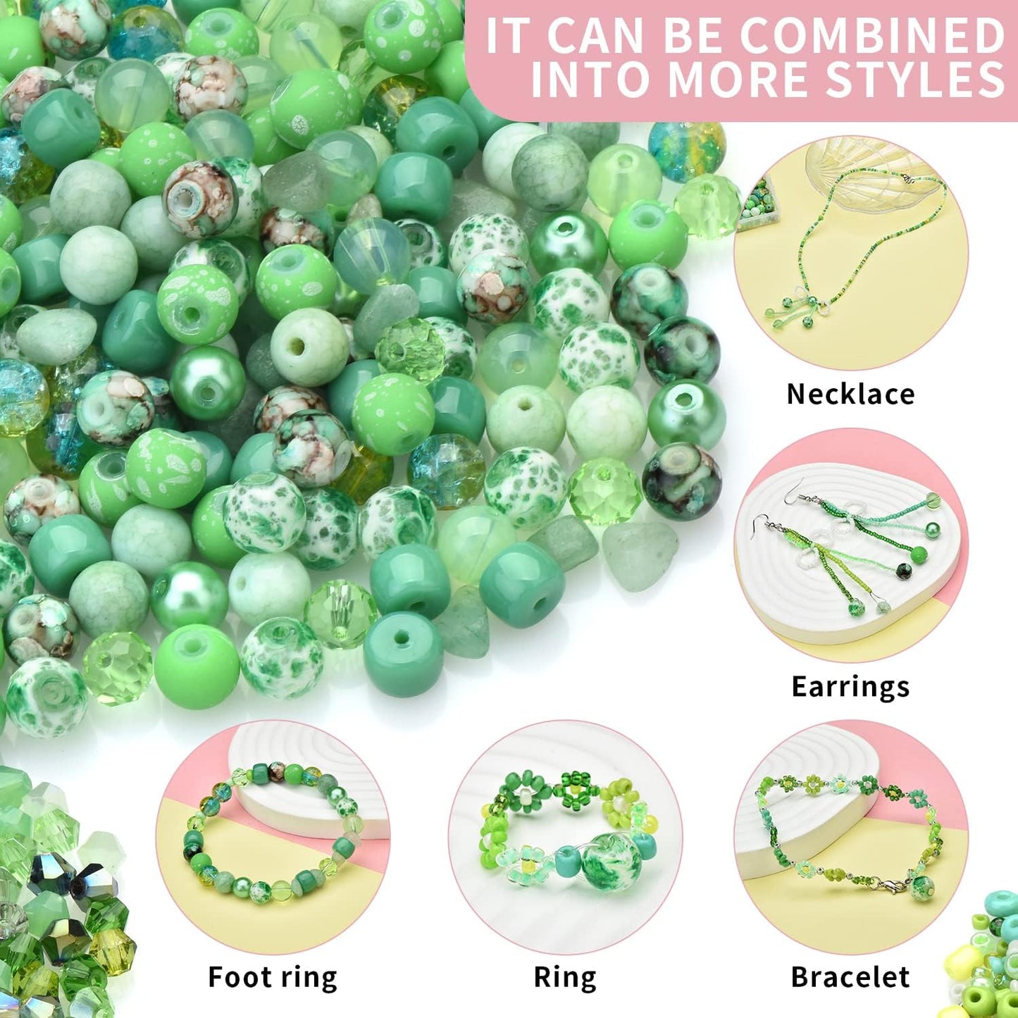 Yellow Glass Beads for Bracelet kit, 900pcs Crystal Beads for Jewelry Making Include 8mm Round Assorted Beads with Bicone/and Seed Beads for Craft, Necklace, Earring and Phone Chain
