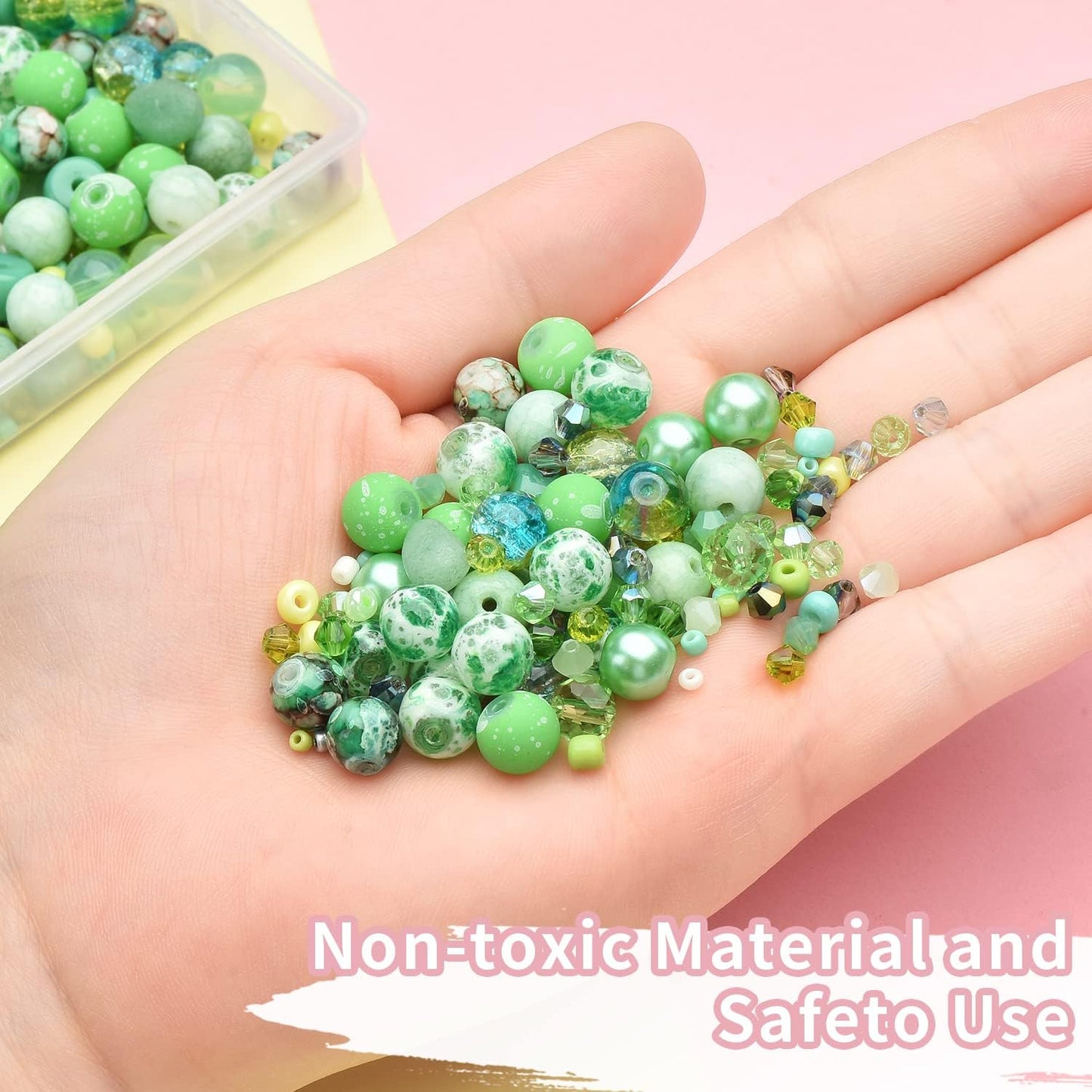 Yellow Glass Beads for Bracelet kit, 900pcs Crystal Beads for Jewelry Making Include 8mm Round Assorted Beads with Bicone/and Seed Beads for Craft, Necklace, Earring and Phone Chain