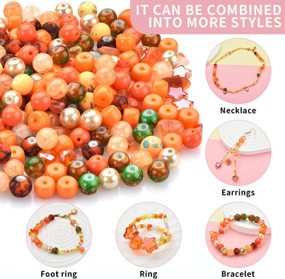 Yellow Glass Beads for Bracelet kit, 900pcs Crystal Beads for Jewelry Making Include 8mm Round Assorted Beads with Bicone/and Seed Beads for Craft, Necklace, Earring and Phone Chain