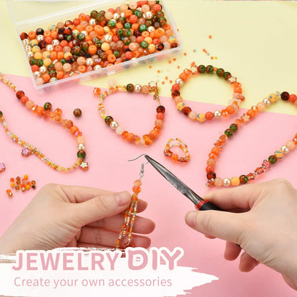 Yellow Glass Beads for Bracelet kit, 900pcs Crystal Beads for Jewelry Making Include 8mm Round Assorted Beads with Bicone/and Seed Beads for Craft, Necklace, Earring and Phone Chain