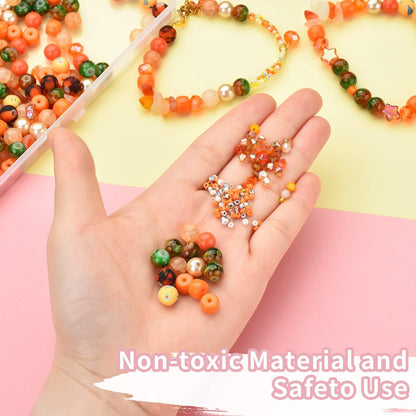 Yellow Glass Beads for Bracelet kit, 900pcs Crystal Beads for Jewelry Making Include 8mm Round Assorted Beads with Bicone/and Seed Beads for Craft, Necklace, Earring and Phone Chain