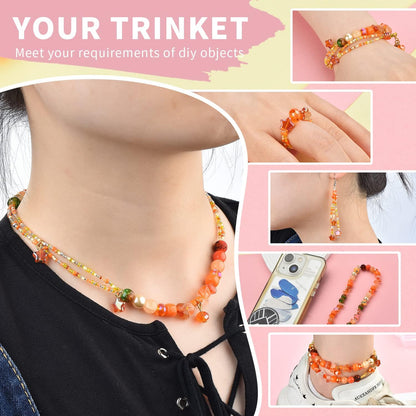 Yellow Glass Beads for Bracelet kit, 900pcs Crystal Beads for Jewelry Making Include 8mm Round Assorted Beads with Bicone/and Seed Beads for Craft, Necklace, Earring and Phone Chain