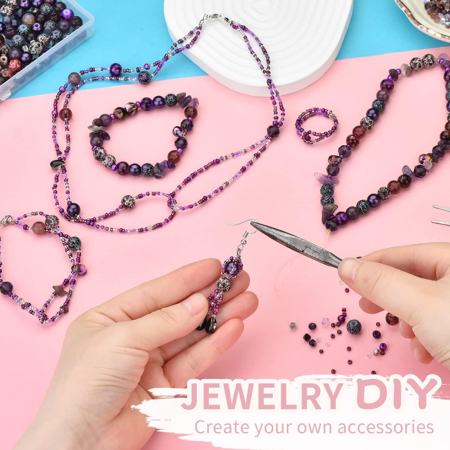 Yellow Glass Beads for Bracelet kit, 900pcs Crystal Beads for Jewelry Making Include 8mm Round Assorted Beads with Bicone/and Seed Beads for Craft, Necklace, Earring and Phone Chain