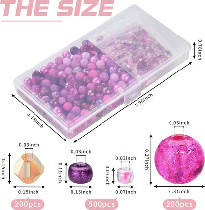 Yellow Glass Beads for Bracelet kit, 900pcs Crystal Beads for Jewelry Making Include 8mm Round Assorted Beads with Bicone/and Seed Beads for Craft, Necklace, Earring and Phone Chain