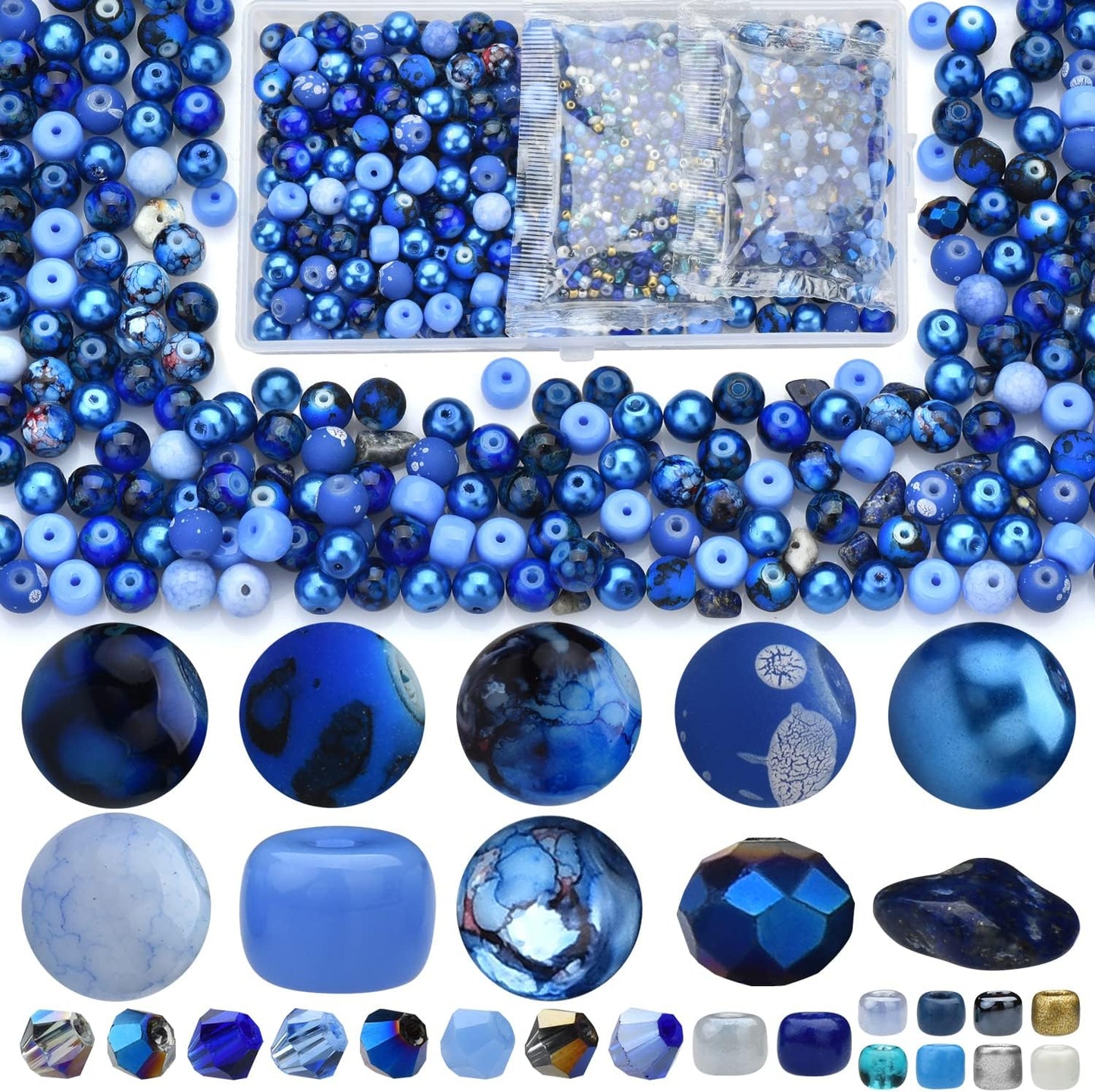 Yellow Glass Beads for Bracelet kit, 900pcs Crystal Beads for Jewelry Making Include 8mm Round Assorted Beads with Bicone/and Seed Beads for Craft, Necklace, Earring and Phone Chain