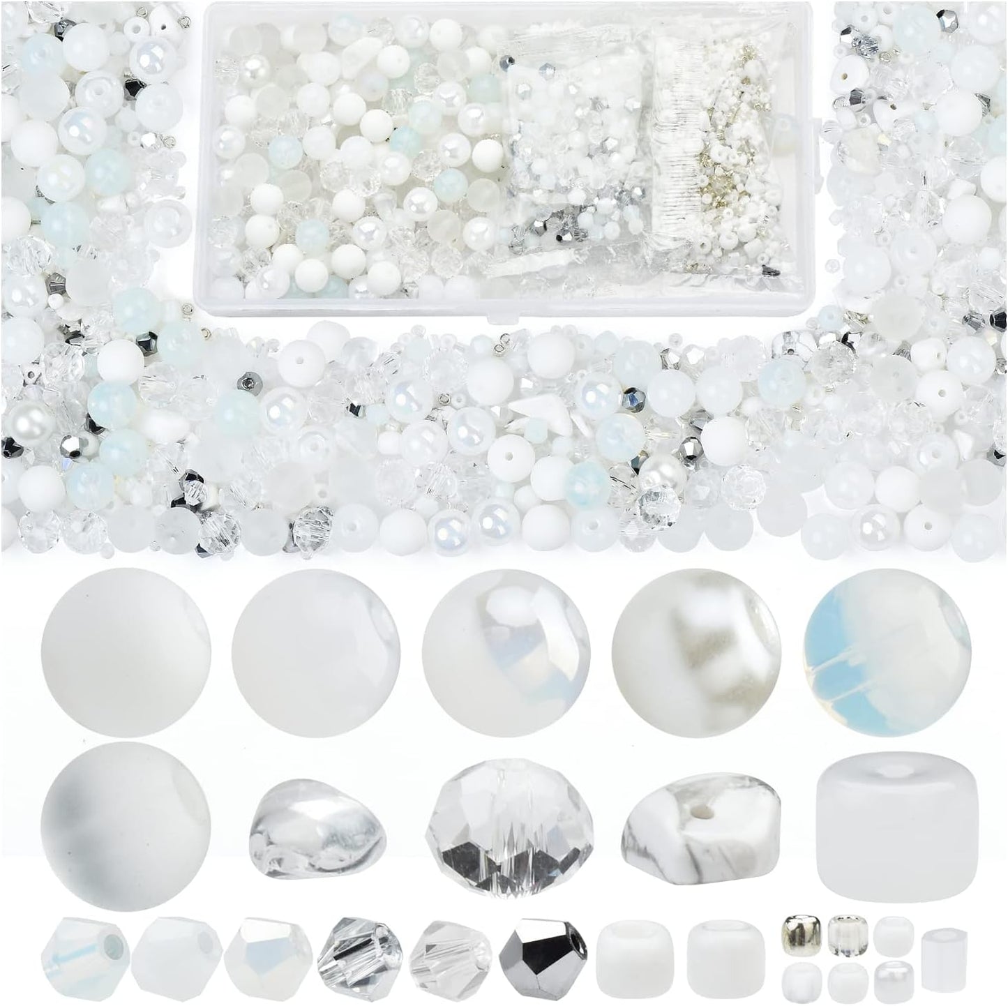Yellow Glass Beads for Bracelet kit, 900pcs Crystal Beads for Jewelry Making Include 8mm Round Assorted Beads with Bicone/and Seed Beads for Craft, Necklace, Earring and Phone Chain