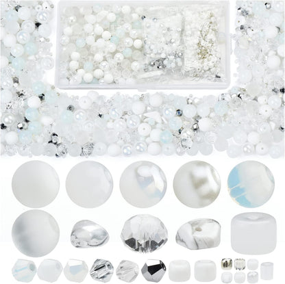 Yellow Glass Beads for Bracelet kit, 900pcs Crystal Beads for Jewelry Making Include 8mm Round Assorted Beads with Bicone/and Seed Beads for Craft, Necklace, Earring and Phone Chain