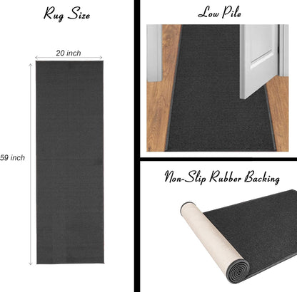 20" x 59" Oval Laundry Room Rug - Non-Slip Mat for Laundry & Mudroom - Durable, Stain-Resistant, and Easy to Clean - Perfect for High-Traffic Areas - Runner Rug for Entryway, Yellow/Gray