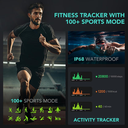 Smart Watch for Women Men (Answer/Make Call), Alexa Built-in, Extra Black Band, IP68 Smartwatch for Android iPhone, 100+ Sport 1.8" Fitness Tracker with Heart Rate SpO2 Monitor, V7 Cyber Beige