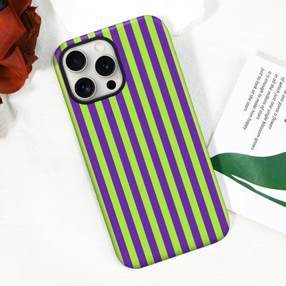 Magnetic for iPhone 15 Pro Max Dopamine Stripes Phone Case Lemon Purple | Cute Striped Shockproof Slim TPU and Hard PC Protective Phone Cover Compatible with MagSafe Designed for Women Girls