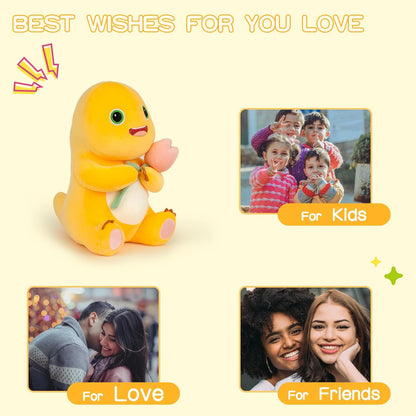 Dinosaur Stuffed Animal,11.8“ Cute Yellow Dinosaur Plush with Flower Soft Dino Stuffed Animals Dino Plushie Toys for Boys Girls Kids Baby