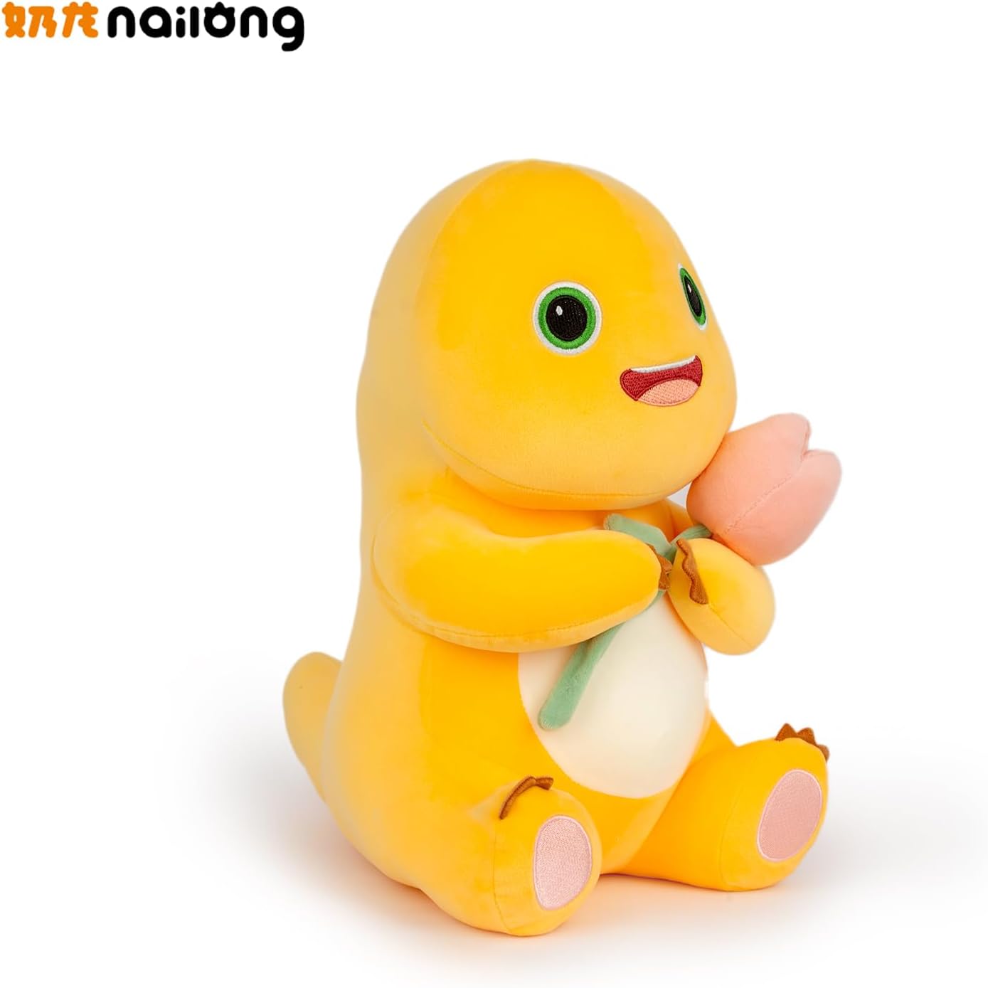 Dinosaur Stuffed Animal,11.8“ Cute Yellow Dinosaur Plush with Flower Soft Dino Stuffed Animals Dino Plushie Toys for Boys Girls Kids Baby