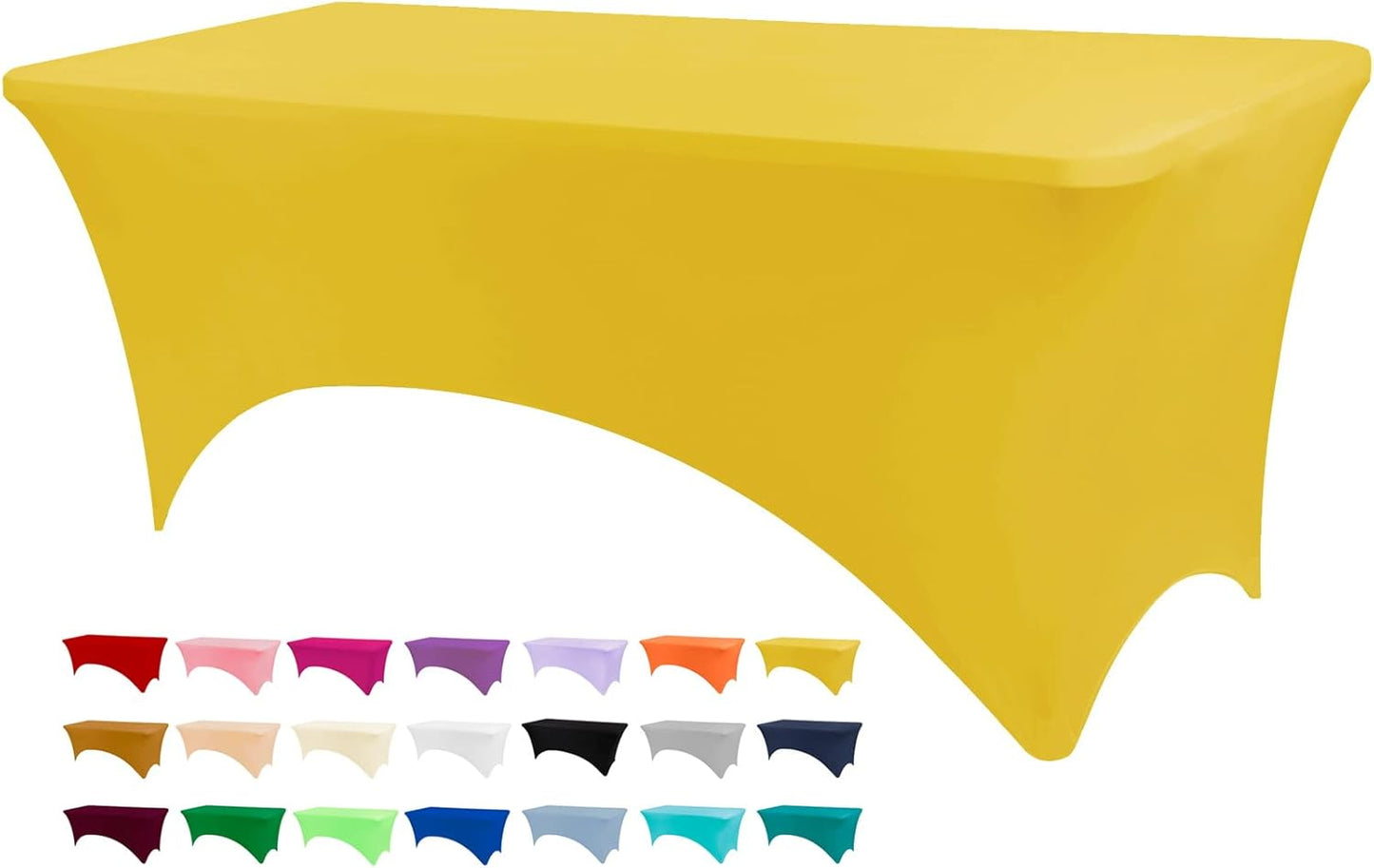 4ft Stretch Spandex Fitted Table Cloth for 4 Foot Tables | GRS-Certified Eco-Friendly Fabric, Elastic Fit Rectangle Tablecloth, Washable, Wrinkle-Free, For Events & Parties